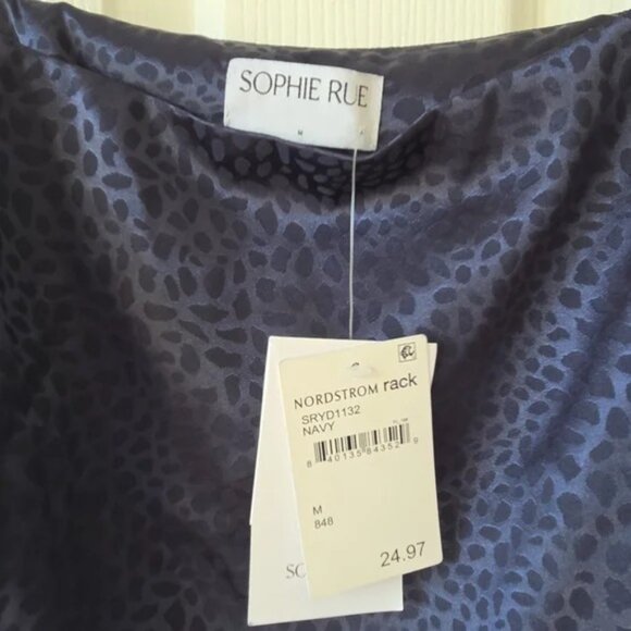 Sophie Rue Navy Slip Dress M NWT Leopard Print - Picture 6 of 7